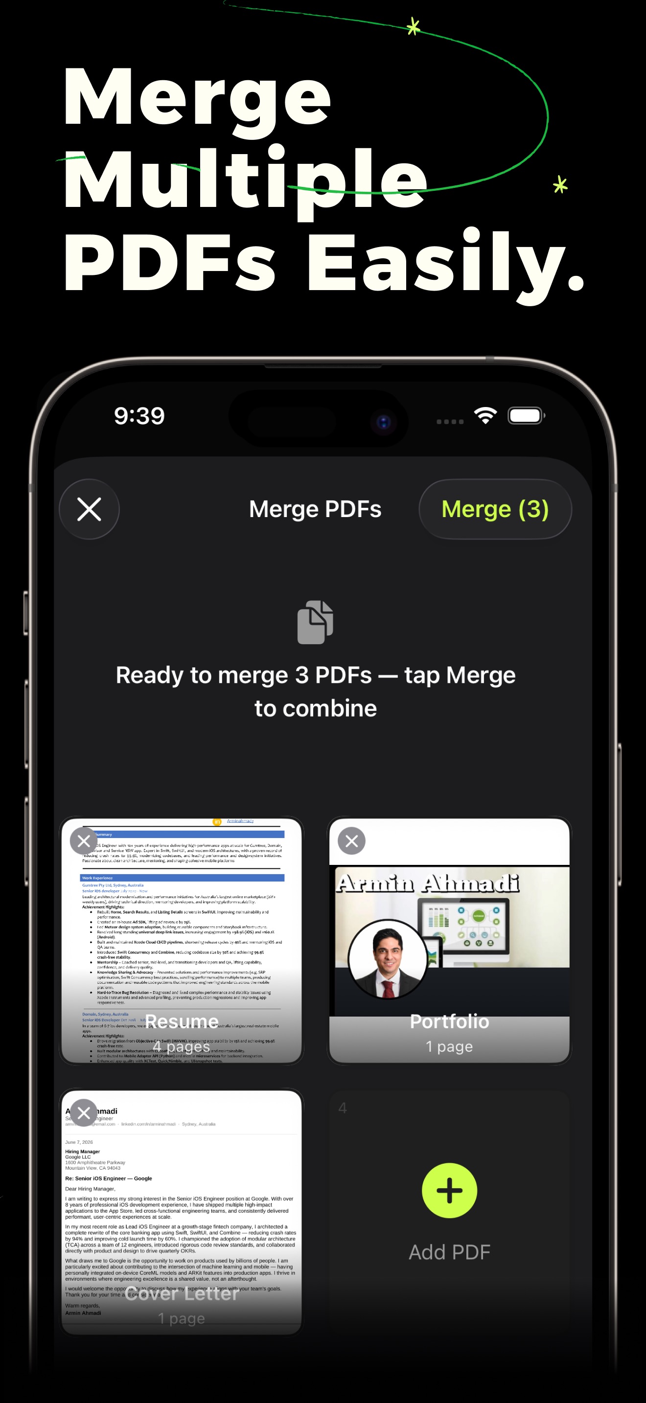 Merging pages into a PDF