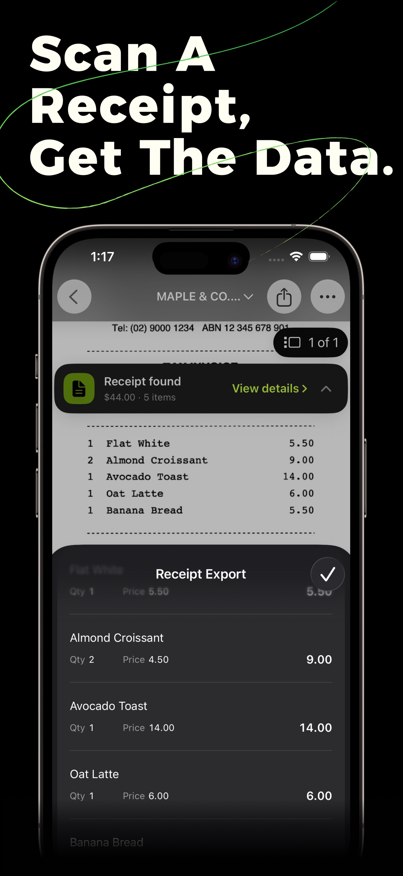 Extracting data from a receipt