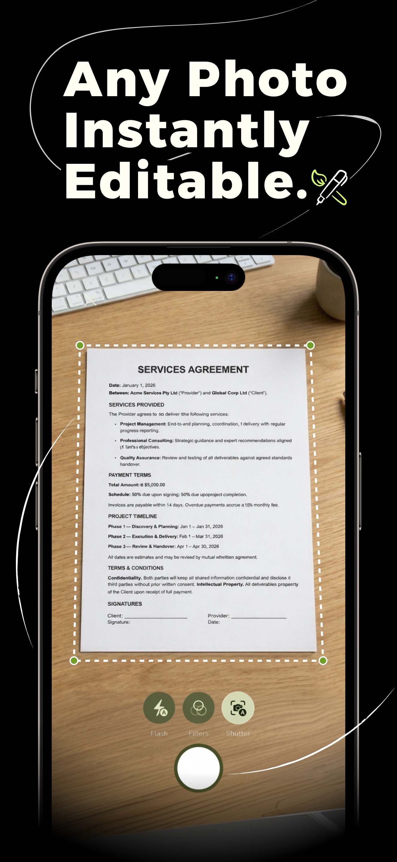 Scanning a document with Docusy
