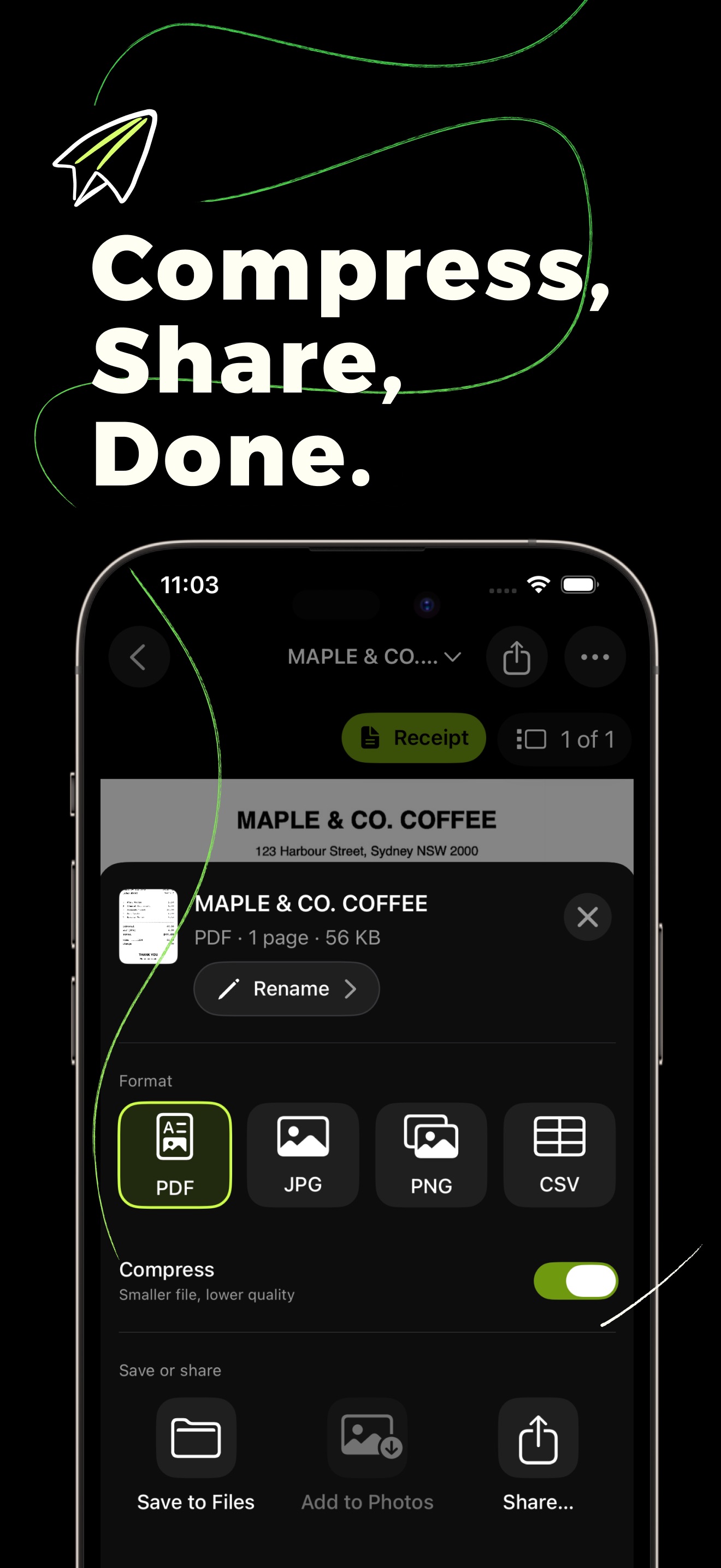 Sharing and exporting a document